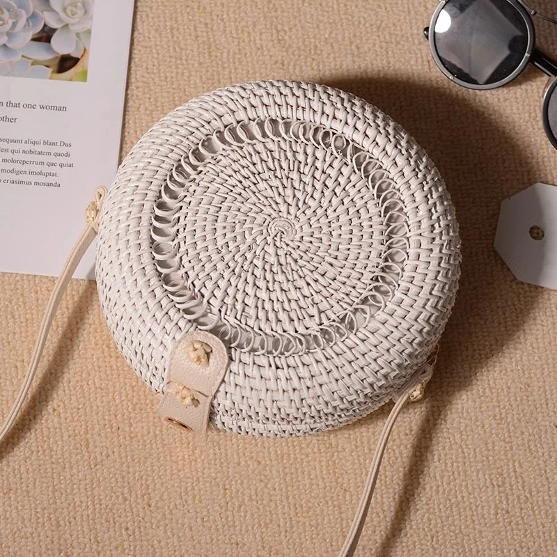 

Women summer new arrivals single shoulder woven bags simple white beach rattan bag, Customizable