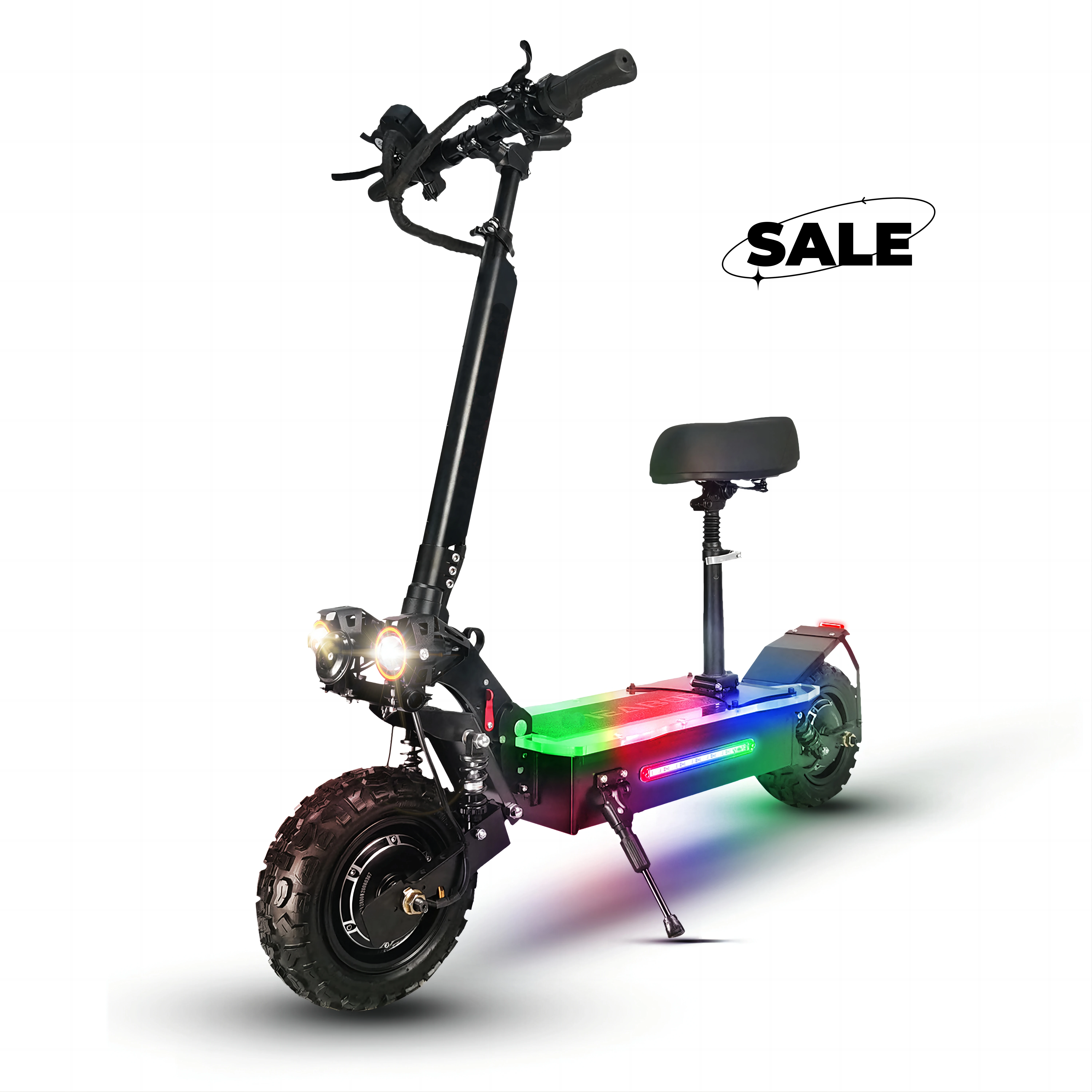 

Powerful foldable max speed 70-80km/h two 11 inch off road wheels 5600w 27ah 60v double motor scooter with seat for adults