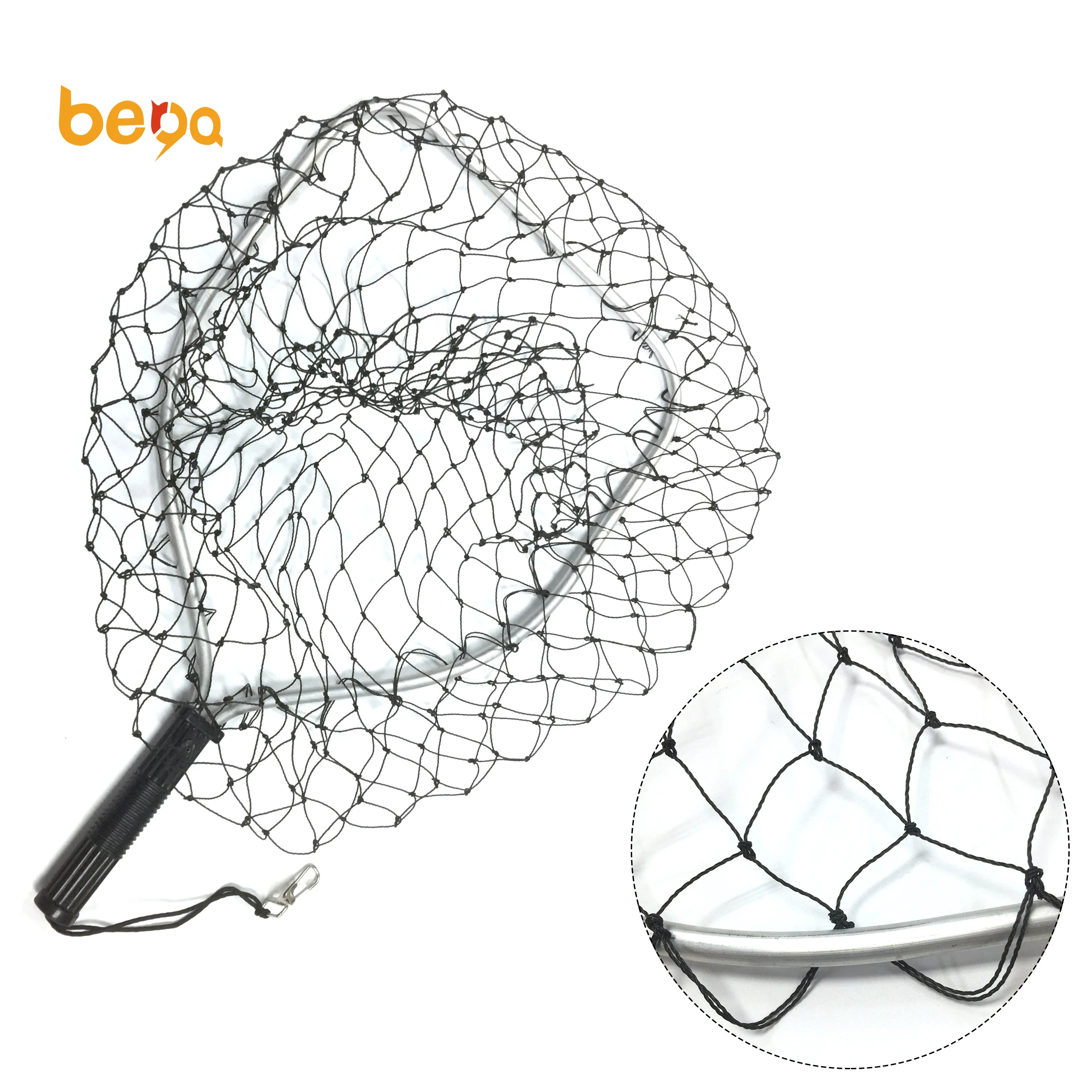 

Wholesale fly fishing trout Aluminum alloy outer frame and the plastic handle fishing nylon mesh landing net, Customized