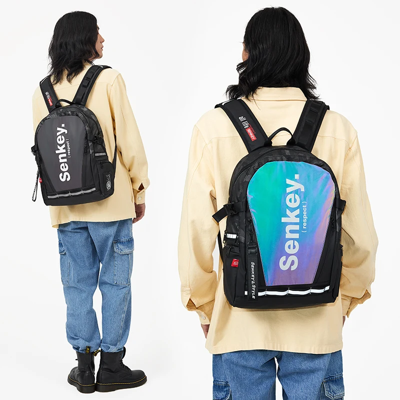 

SENKEY 2021 Lightweight Reflective Laptop backpacks, fashion waterproof travel bagpack for men