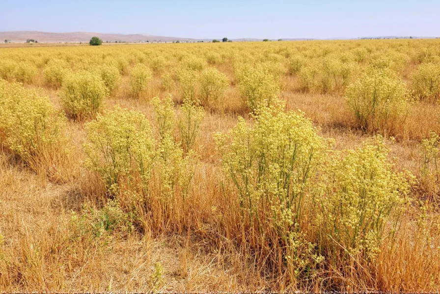 Cumin harvest process showing farmers gathering mature cumin plants in a field during dry season