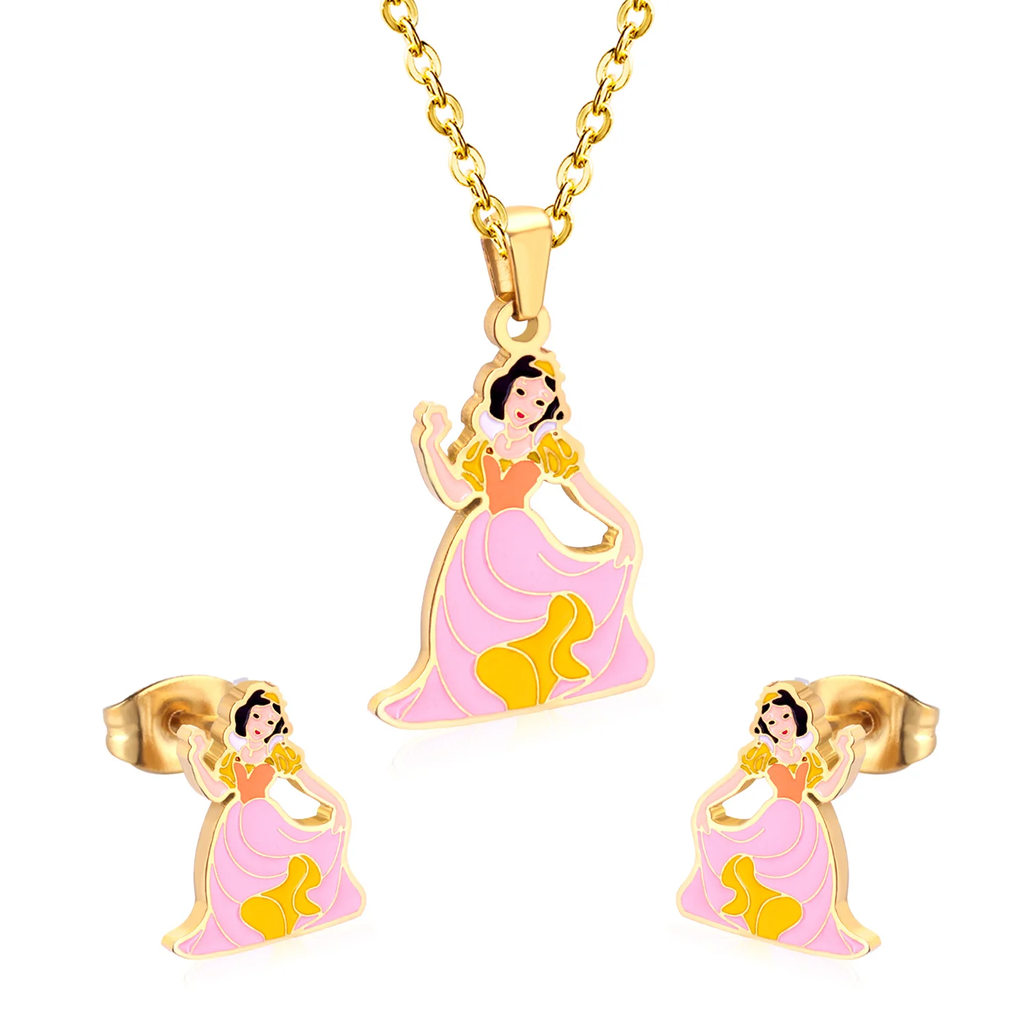 

Newest Cute Jewelry Set Children's Cartoon Necklace Earring Set, Gold, silver