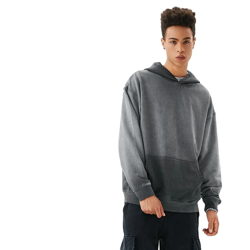 2024 Sun Faded 420gsm Hoodie Wholesale Heavyweight Acid Wash Hoodie Quality Men Acid Wash Hoodie