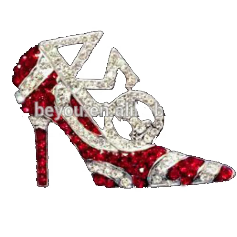 

Delta Sigma Greek Symbol High Heel Shoe Lapel Pin DST Greek Letter Rhinestones Brooch, Gold