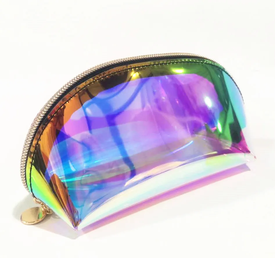 

Fashion promotional gift laser zipper holographic TPU cosmetic pouch
