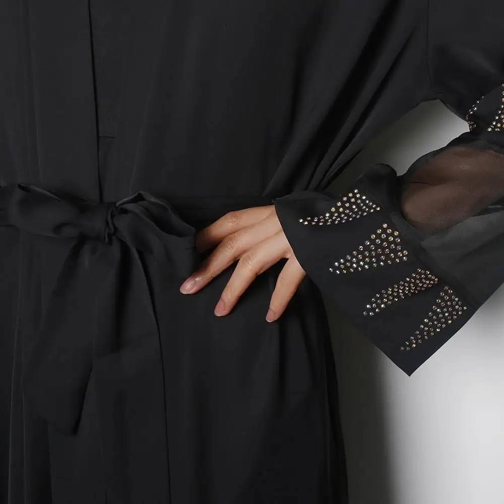 2020 Latest Design Luxury Rhinestone Diamond Abaya With Hijab Chiffon ...