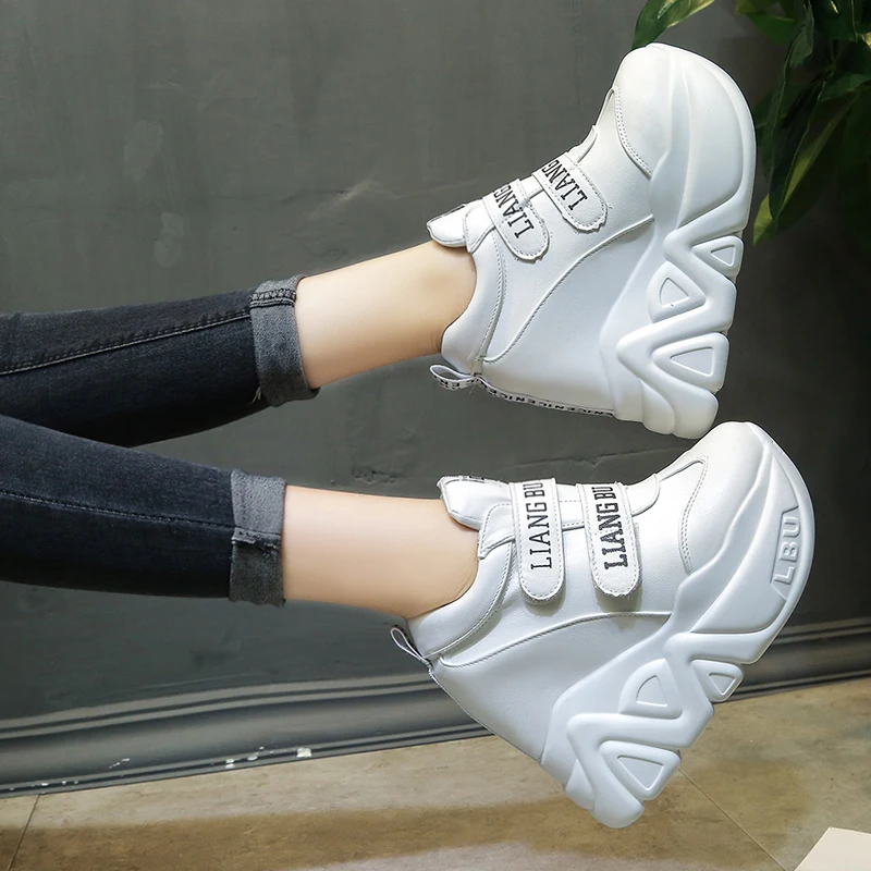 
height increasing women white wedges casual shoes 