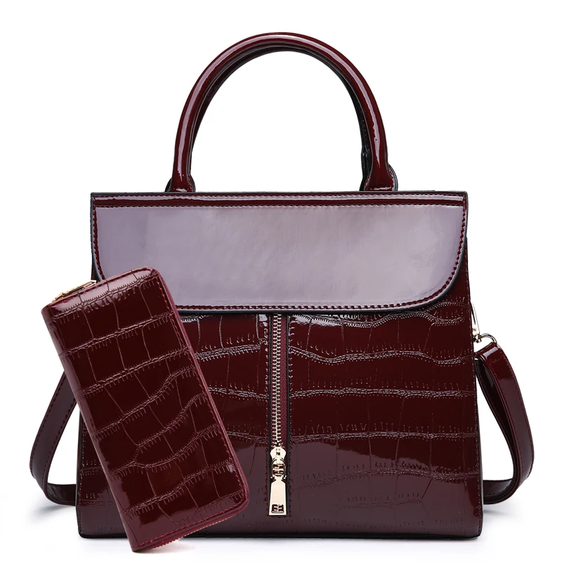 

New designer ladies hand bags high capacity pu 2pcs set handbags for women purses and handbags