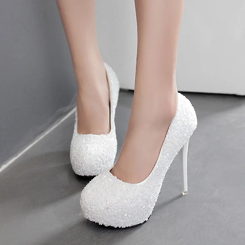 

New women's shoes rhinestone white bridal wedding shoes shallow mouth stilettos