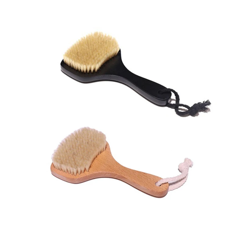 

Soft Natural Bristle Shower Brushes Wooden Bath Shower Bristle Bath Brush Spa Body Brushes With Short Handle