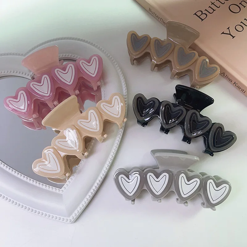 

Sayoung New Hair Accessories Elegant Vintage Party Heart Shape Acetate Hair Claw Large Claw Clips For Women Girls