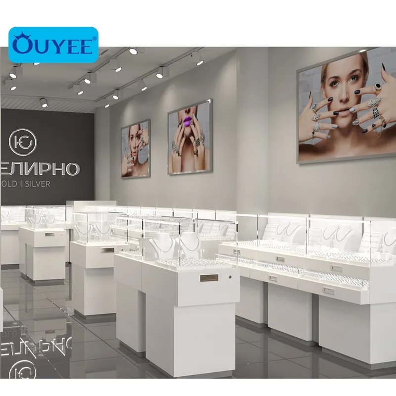 
Luxurious Jewelry Store Interior Decoration Design Store Fixtures Jewellery Display Cabinet Display Showcase 