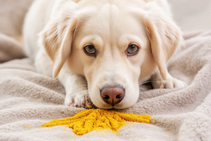 Dog owner mixing turmeric paste with coconut oil for pet