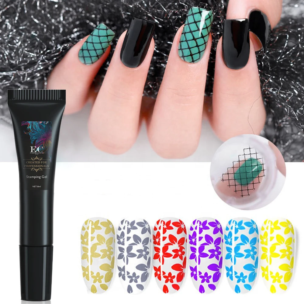 

2020 creative nail art design custom plate pattern ideas silver gold fluorescent color uv led metal nails stamping gel polish, 800 colors nail gel uv