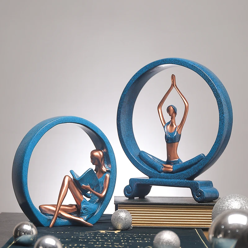 

Nordic entrance home decoration resin sculpture crafts yoga girl ornaments