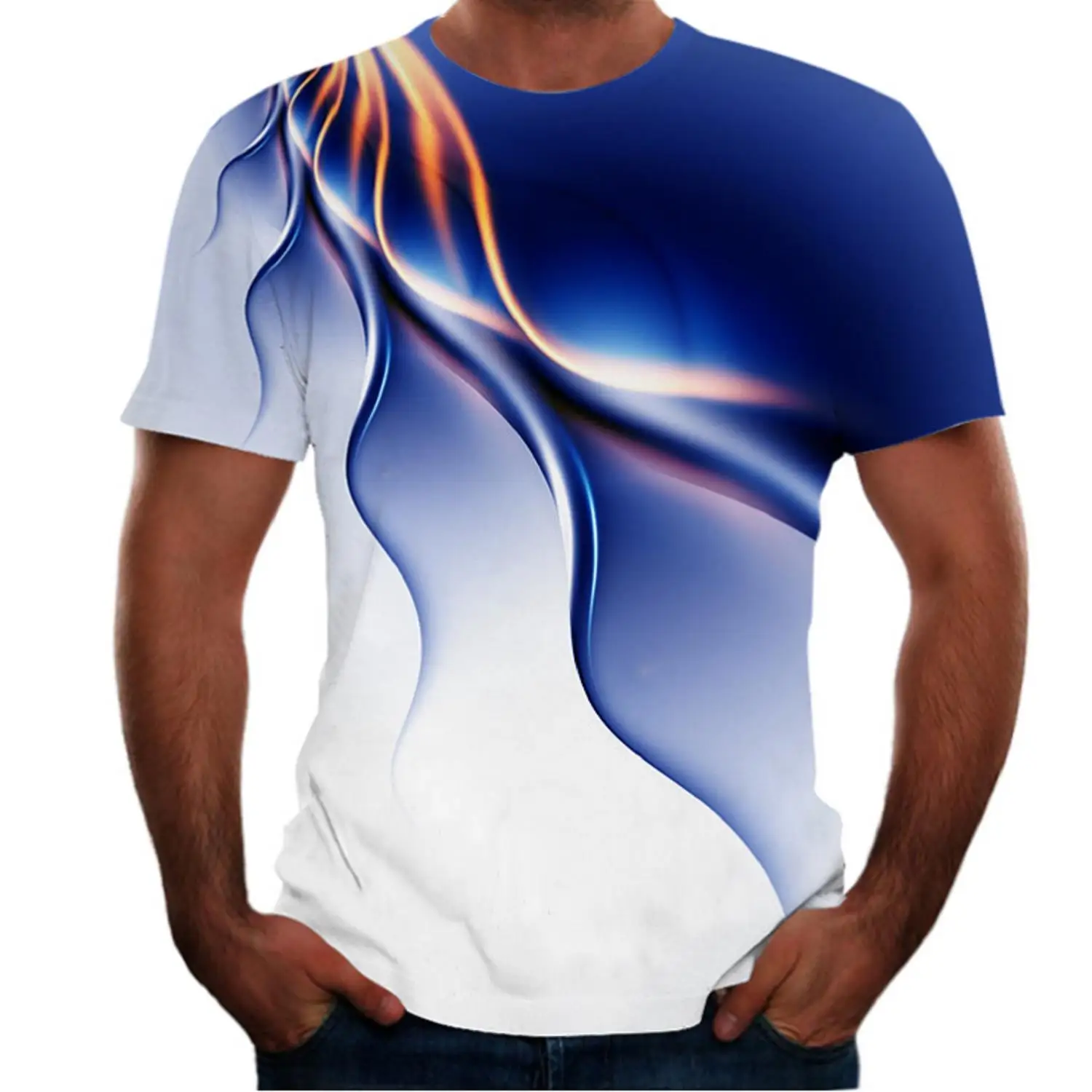 

Wholesale fashion design 3D printed crew neck polyester high quality mens t shirts