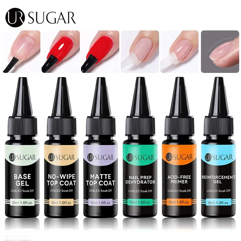 

UR SUGAR 30ml Reinforcement Gel Semi Permanent Soak Off UV Gel No-wipe Super Shiny Gel Base and Top Coat