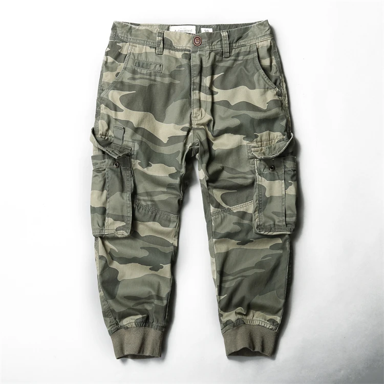 

Wholesale custom amy green tapered fit camo cargo pants men Army Camouflage Military Uniform Men's trousers