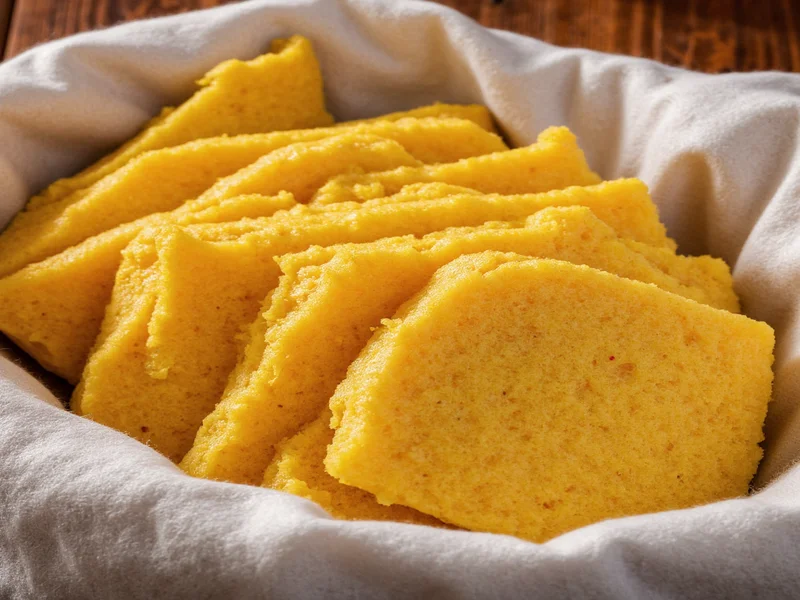 Cornbread slices wrapped in cloth for storage