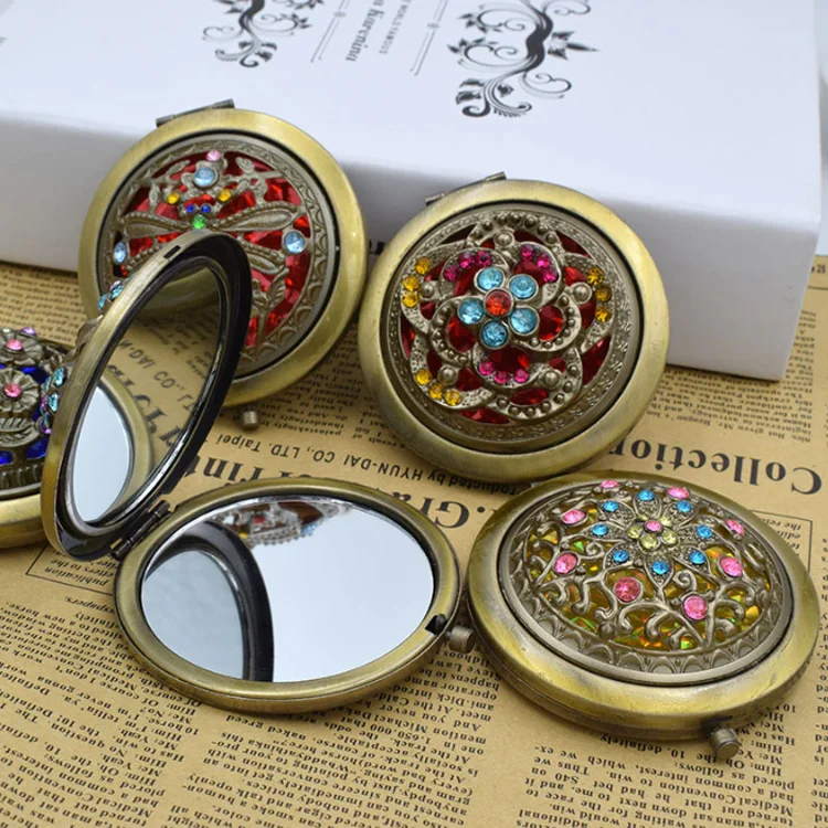 Custom Made Round Antique Pocket Mirror Flexible Compact Mirror Buy Antique Pocket Mirror