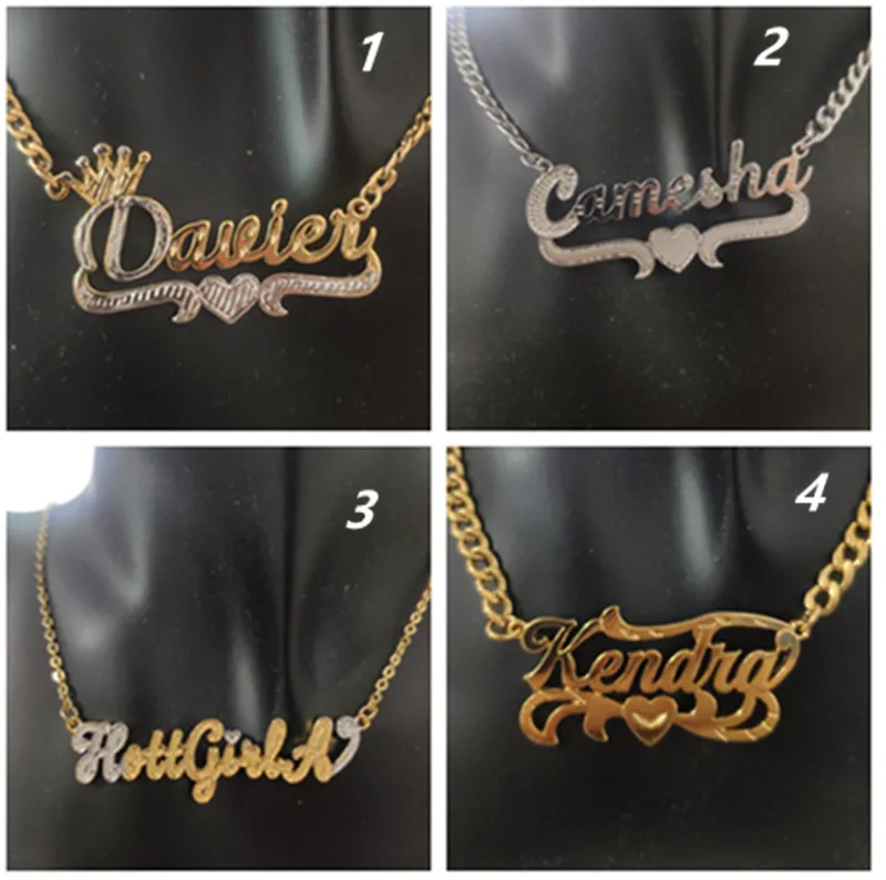 Custom Nameplate Necklace, Acrylic Gold 