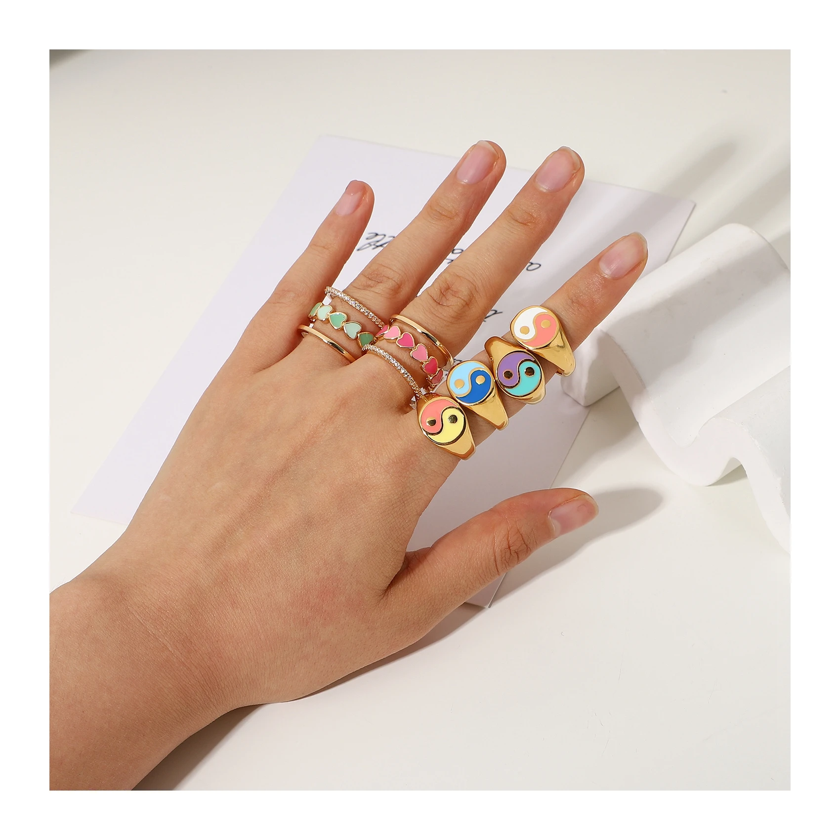 

Factory Wholesale 316l Stainless Steel Multiple Colour Finger Jewelry Charm Retro Thick Couple Ring, As the picture shows