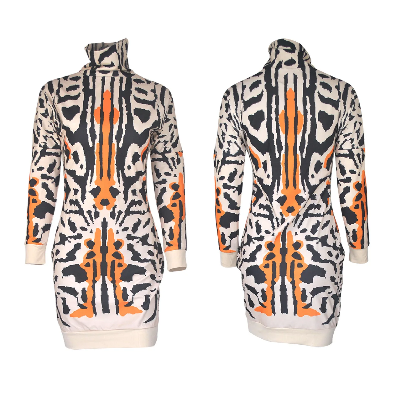 

F11203A Hot style warm Printed pattern knitted dress for women, As picture