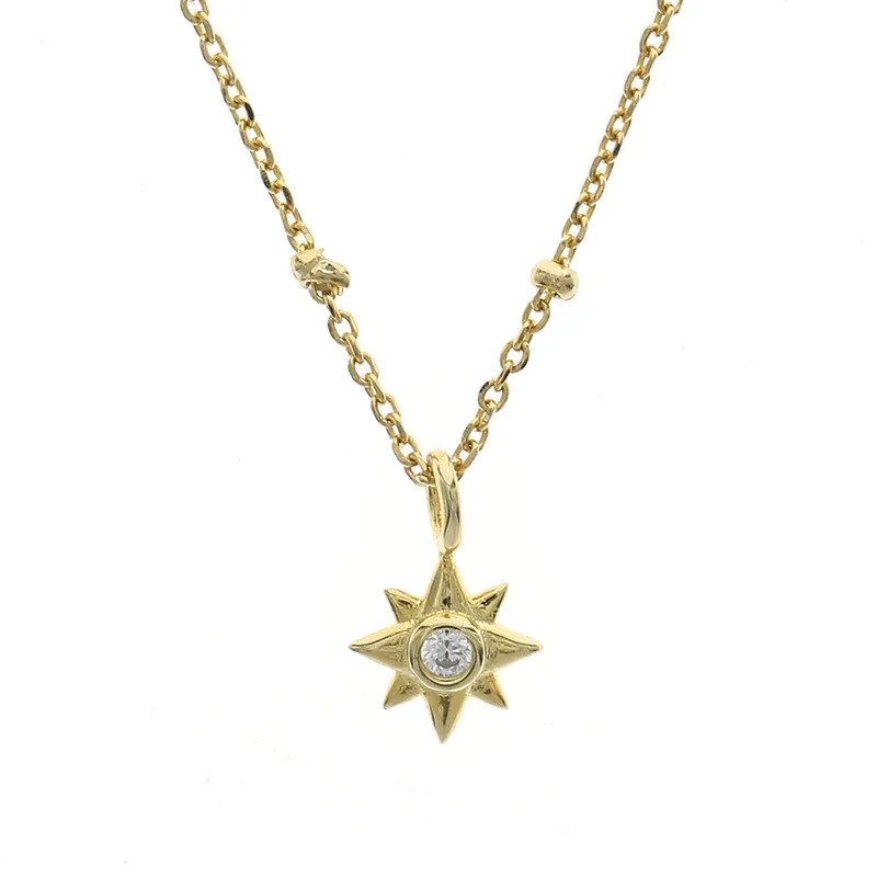 

Dainty Jewelry Necklace Zircon Gold Necklace 18K Women Sterling Silver Beaded Star Choker Necklaces