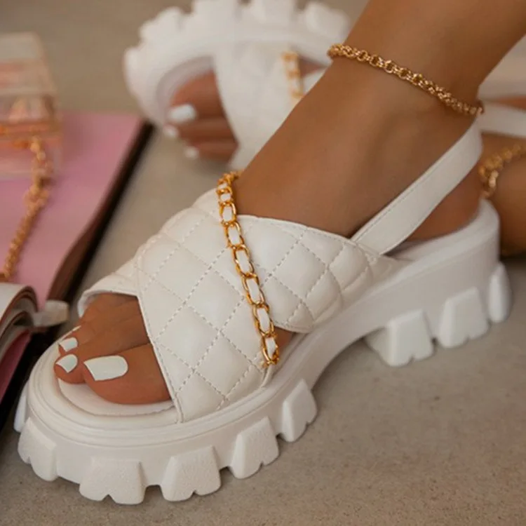 

Factory Direct Wholesale Chain Platform Sandals Designer Flat Women Sandals 2022 Summer Beach Sandals, Picture shows