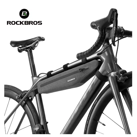 

ROCKBROS 1.5L Waterproof Triangle Lengthened Five Hook Straps Design Front Tube Bike Bag Cycling Frame Accessories Bags, Gray