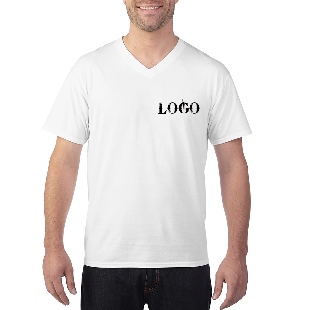 

2021 High Quality Family Customize Design Logo Blank Sublimation Short Sleeve V Neck Plain T-shirt Men 100cotton