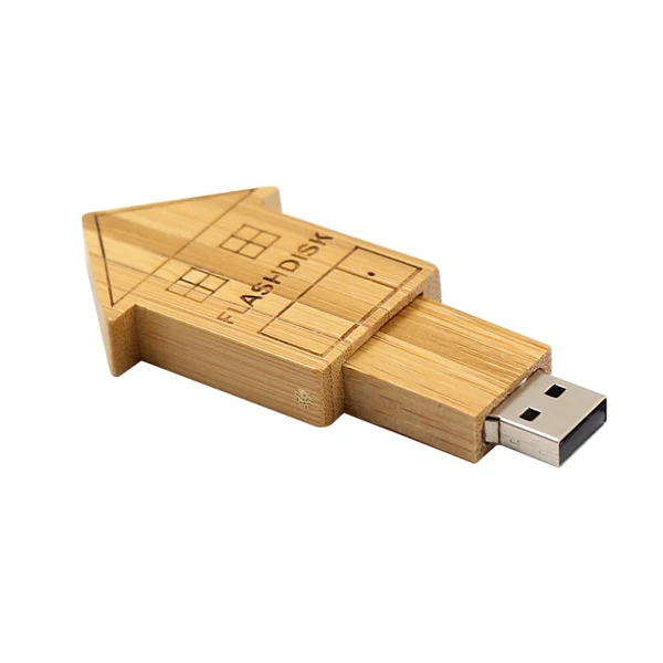 

Wooden Box For Gift Pen Drive 64G Bamboo House Shape USB Flash Drive