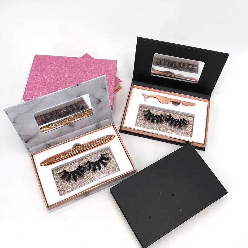 

Empty Lash Book Fit Lash Tweezer Eyeliner Glue Pen Eyeliner Lash Set Custom Mirror False Eyelashes Box, 10 color