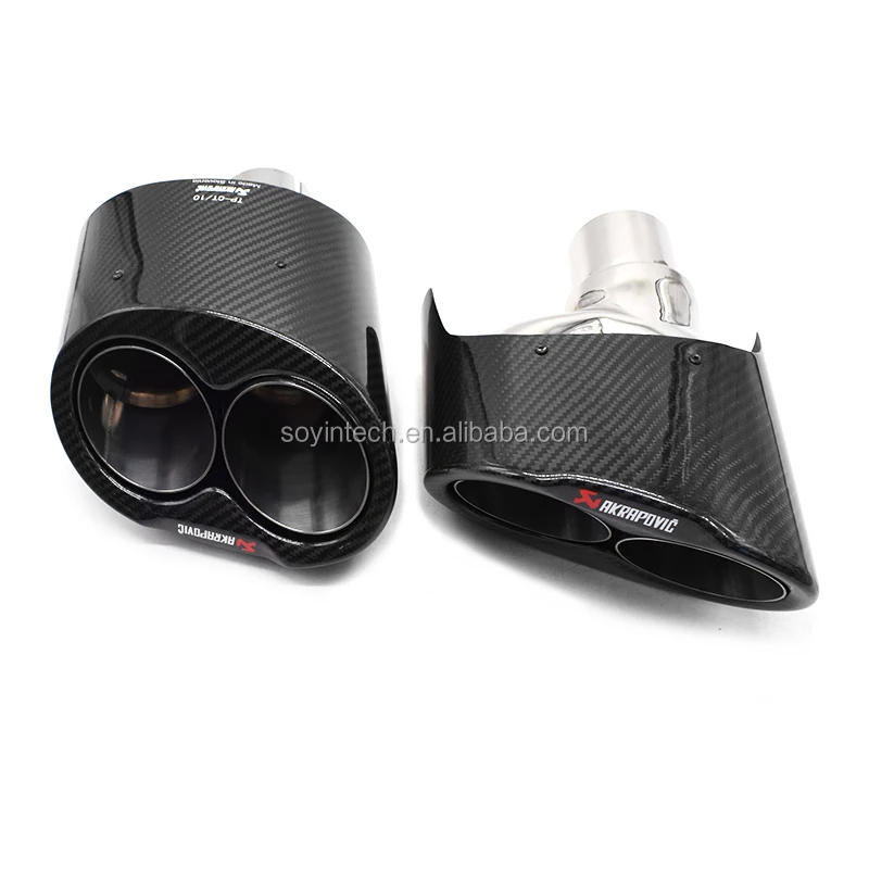 2 PCS Akrapovic Glossy Carbon Exhaust Tip For Audi A3 A4 A5 A6 Exhaust