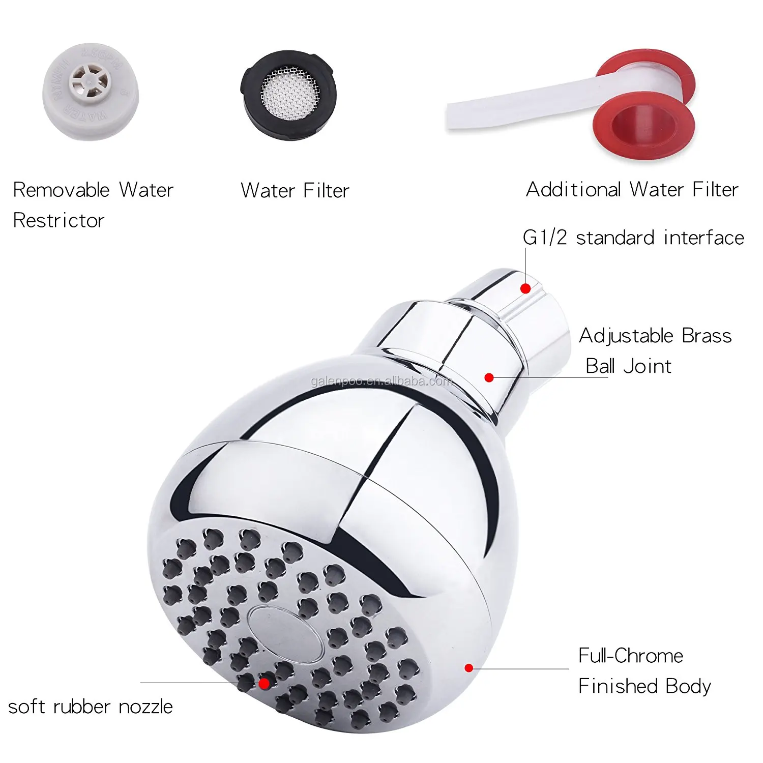 High Pressure Shower Head 3 Inch Anti Leak Fixed Chrome Showerhead
