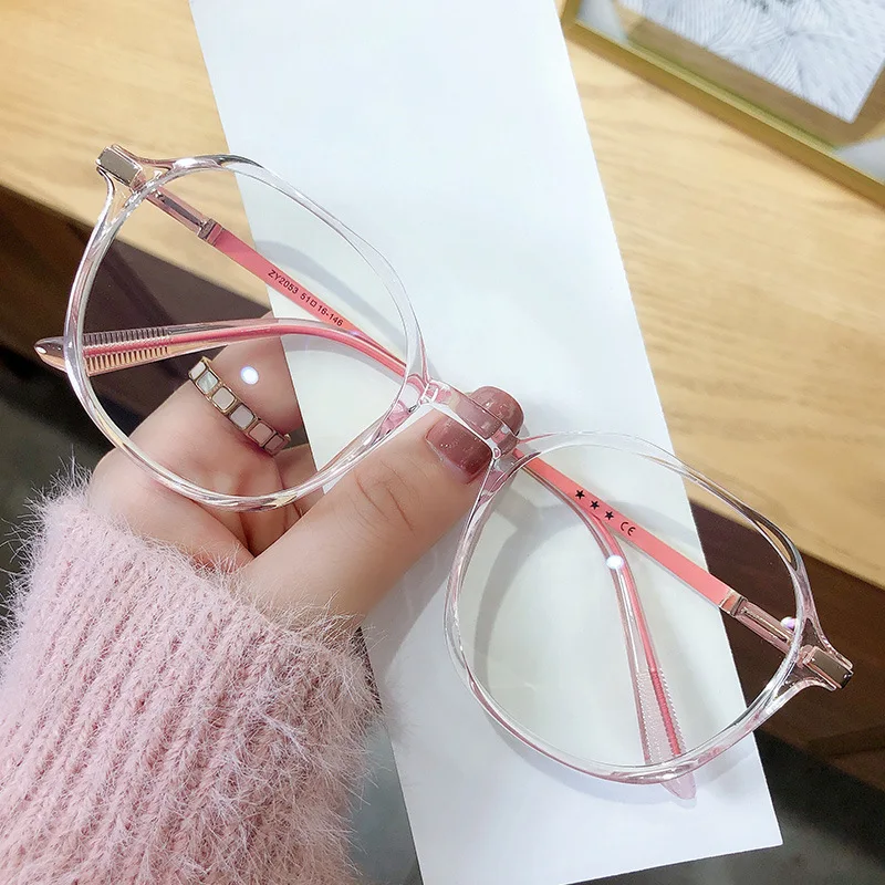 

2053 oval 2021 new pink transparent TR90 frame optical frames wholesale fashion anti-blue light blocking glasses for men women, 8 colors