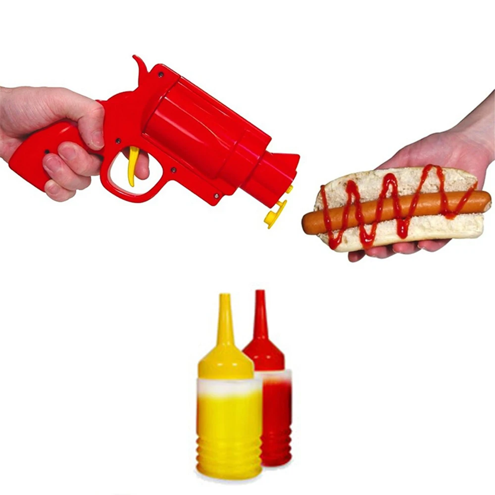 

200ml Pistol Bottle Ketchup Mustard Salad Sauce Squeeze Bottle Food Grade PP