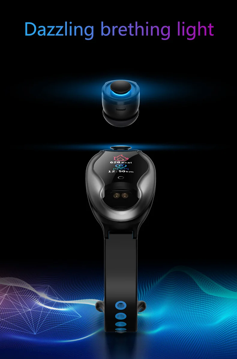 T90 Waterproof BT Headset Earbud Smart Bracelet Sports Watch App Remote Photograph Hand Band - ANKUX.COM