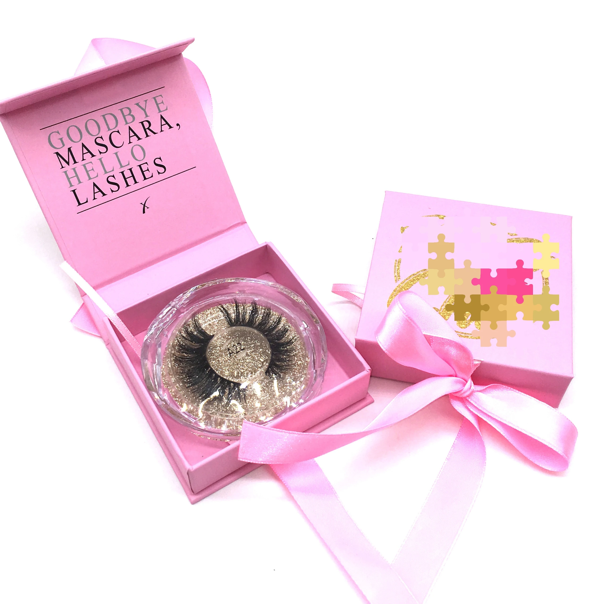 

square ribbon wholesale custom empty paper packaging lash boxes