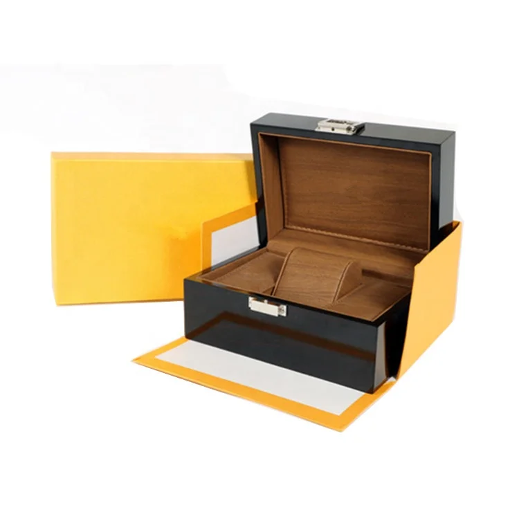 

Good quality high glossy piano black lacquer watch box wood ap watch box
