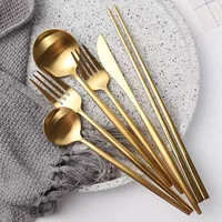 

Stainless Steel Metal Tableware Creative Matte Travel Cutlery Set