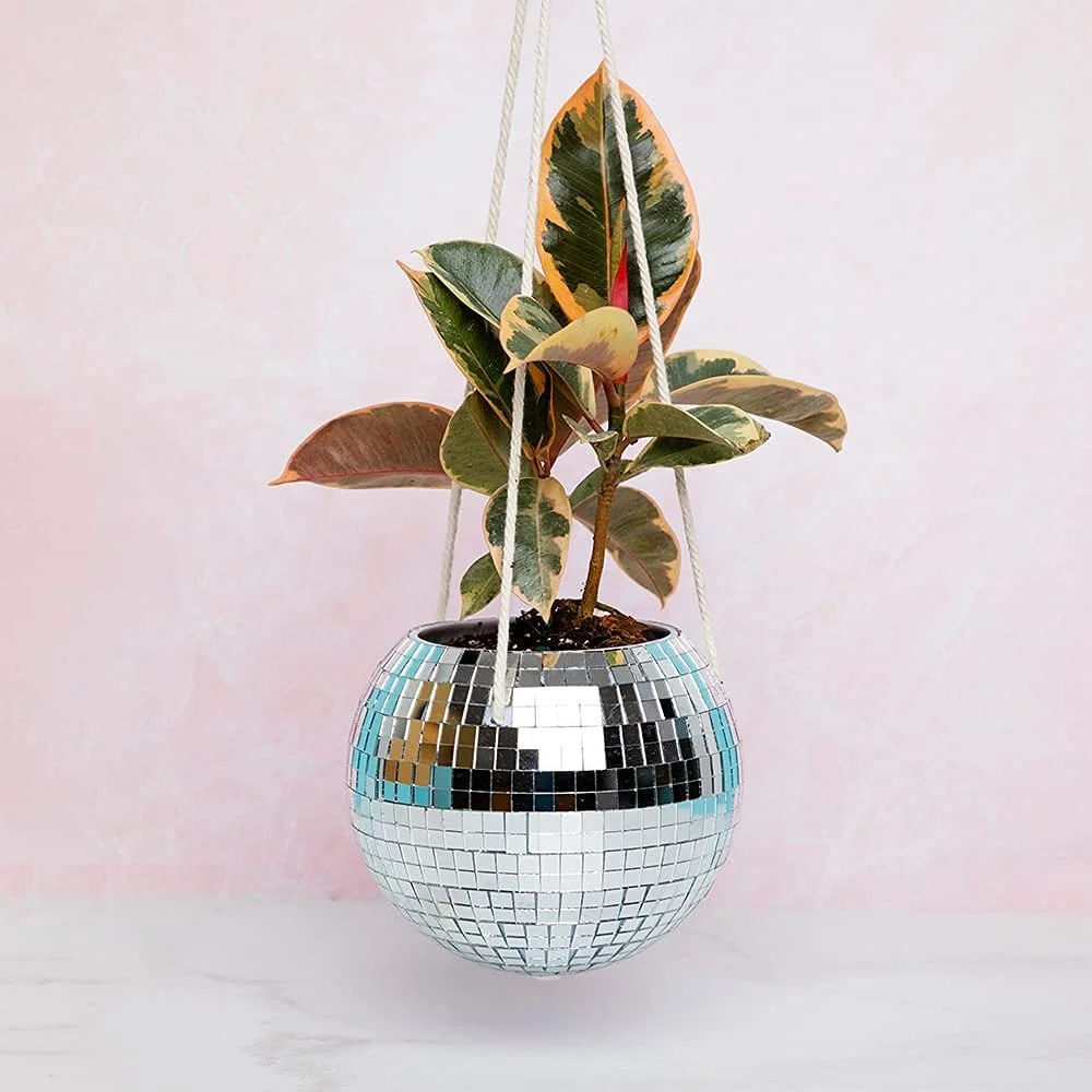 

A0523 Disco mirror ball planter pot ball shape hanging pots planters pretty ball shape flower pot, Customized color