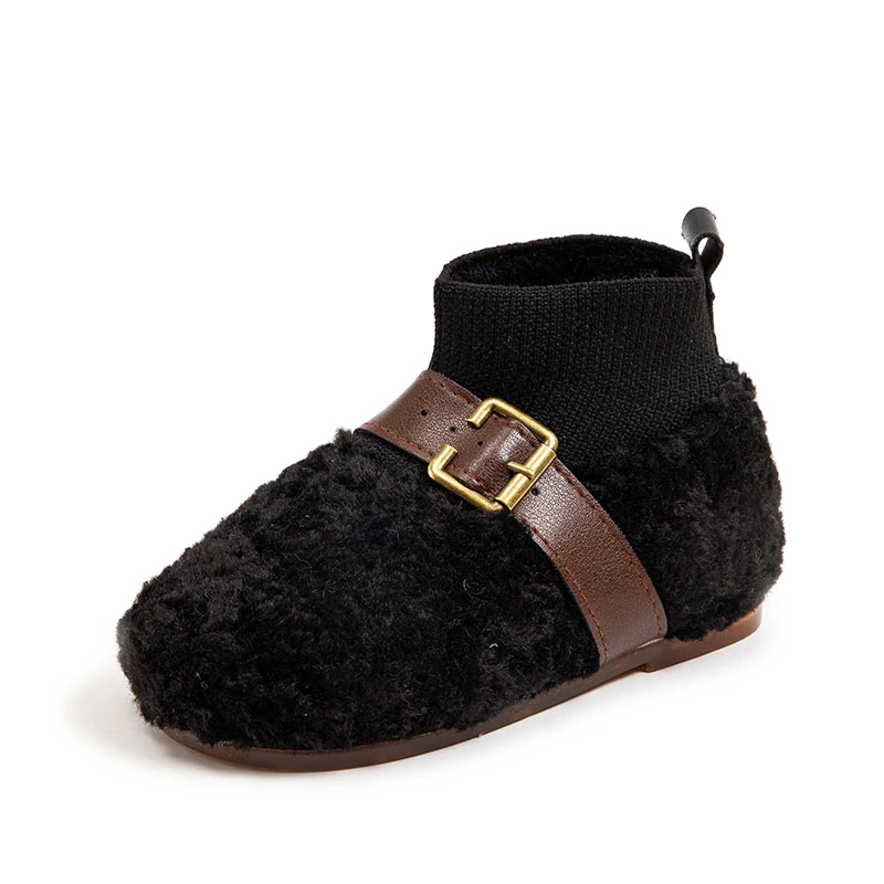 

2021 autumn and winter fashion boys and girls cotton shoes plus velvet trend children's cotton shoes, Black/pink/kraki