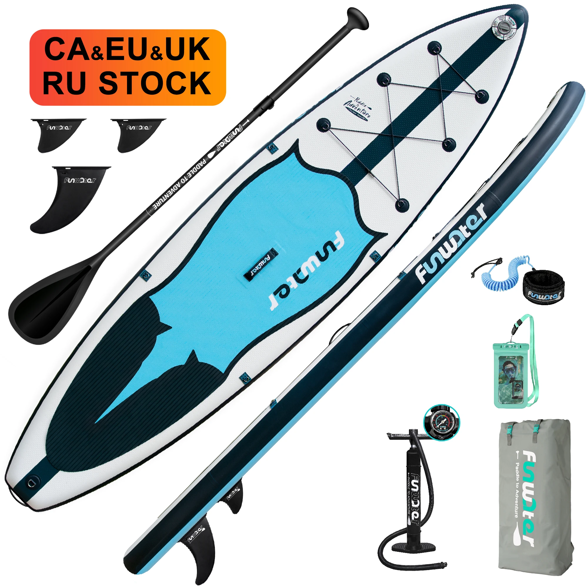 

FUNWATER Dropshipping OEM blue 14 ft sup tabla de paddle inflable paddle board inflatable gladiator sup board custom