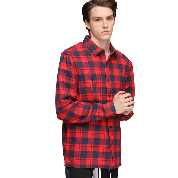 

Customized Oversized Plaid Flannel Shirt Men
