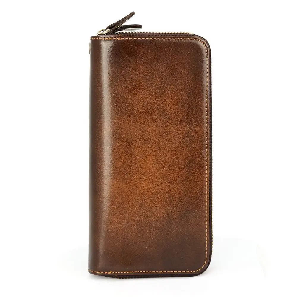 

New Arrival Vintage Unisex Genuine Leather Custom Phone Wallet Long Travel Organizer Wallet, Customized color