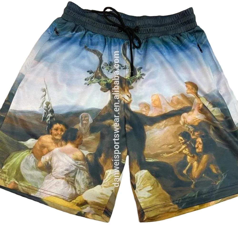 

100% polyester all over sublimation printing basketball shorts custom made