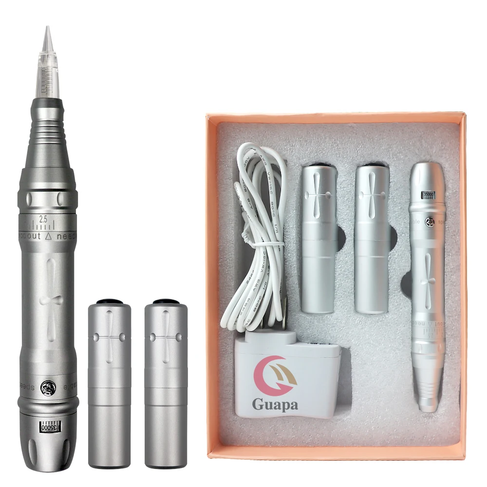 

Wireless double battery permanent makeup machine kit with high quality pigment, Pink