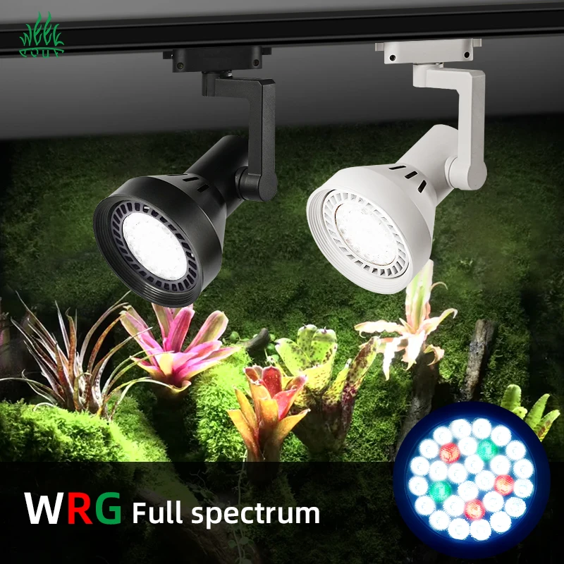 Upgrades WRG LED Growing Track Lighting 360 Degree Rotation 30w Track Light for Natural Plant Wall