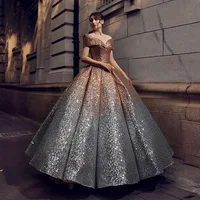 

Ball Gown Sequins maxi evening dress women colourful Stylish Silver robe de mariage Wedding Dresses